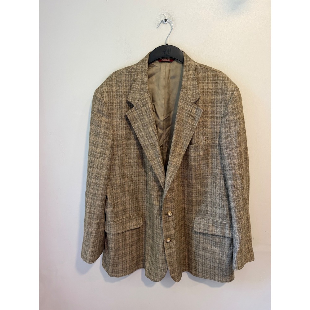 Corbin Mens Brown Tan Glen Plaid Two Button Sport Coat Blazer Jacket